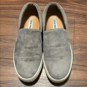 Grey Steve Madden suede platform slip on shoes